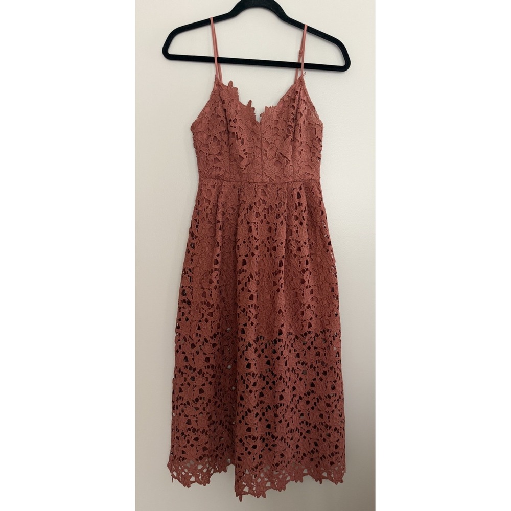 ASTR The Label Lace A Line Midi Dress Mauve Women's Size Small